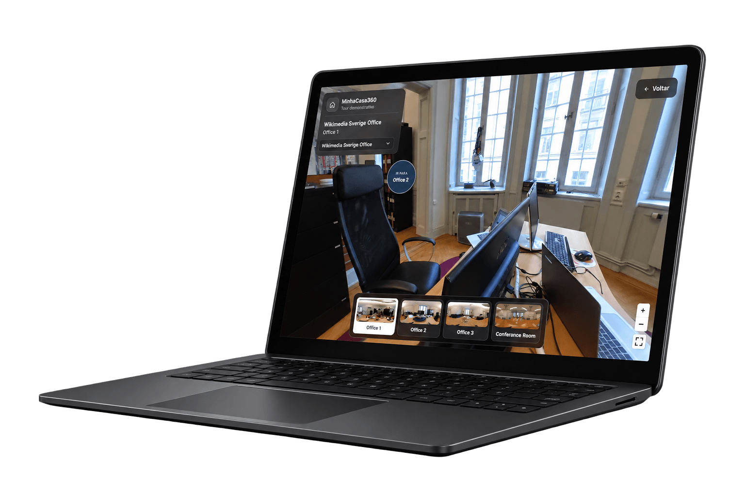 MinhaCasa360 virtual tour running on desktop